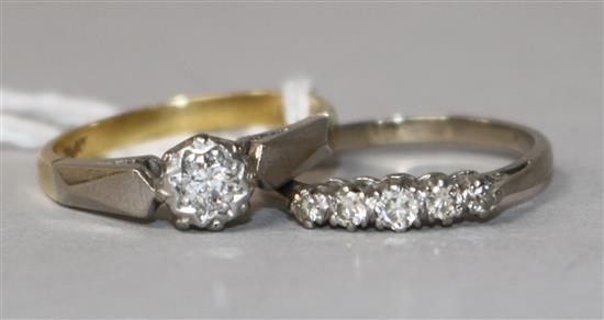 Two 18ct gold and diamond dress rings.